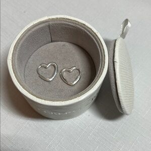 HILLBERG & BERK Silver Heart-Shaped Hoop Earrings. 925. Stamped